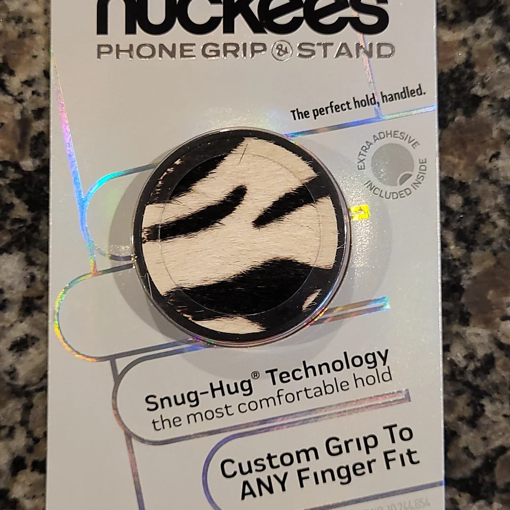 Nuckees Phone Grip & Stand new zebra fabric print W/ Snug hug technology w/stand